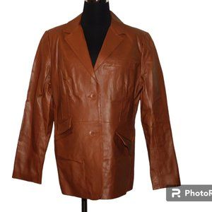 Hal Rubenstein Women's Brown Leather Jacket Size Large
